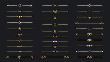 Set of golden text dividers vector