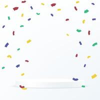 White background 3d with white podium space for selling products, backdrop, wallpaper, background, text. Product display background. mock up and ribbons. illustration. vector