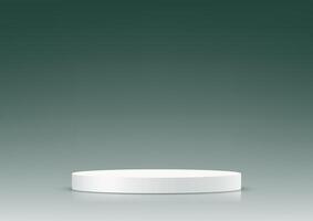 Dark green and gray background 3d with white podium. Space for selling products on the website. illustration. vector