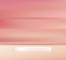Pastel pink background 3d with white podium. 3d abstract studio room with pedestal podium. Space for selling products on the website. illustration. vector