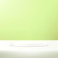 Green and white background 3d with white podium. 3D abstract studio room with pedestal podium. Space for selling products on the website. illustration. vector