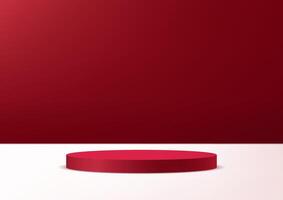 Dark red studio room background. Red and white background 3d with red podium. Empty room with light effect. Space for selling products on the website. illustration. vector