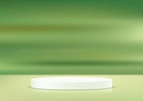 Green background 3d with white podium. 3D abstract studio room with pedestal podium. Space for selling products on the website. illustration. vector