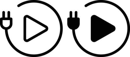 play button and plug icon illustration vector