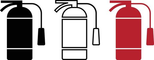 Fire extinguisher icon set. black, white and red icon. design in diffrent color. in modern style. vector