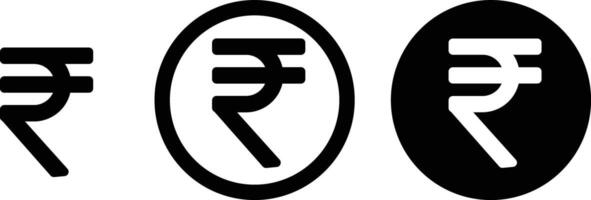Indian Rupee Icon Set. design inside black circle. icon set in modern style vector