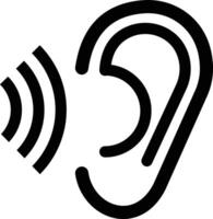 Ear icon, hearing symbol. flat design in trendy style. for web or mobile app vector