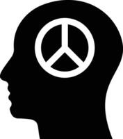 Peace of mind icon. silhouette of a man's head with a peace symbol on it vector