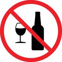 Prohibited alcohol consumption signs. glasses with red prohibition circle, symbolizing no drinking allowed. in modern style vector