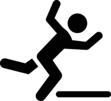 Wet floor caution sign. slippery floor icon on white background. a black and white image of a man falling down vector
