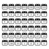 Calendar showing days and dates vector