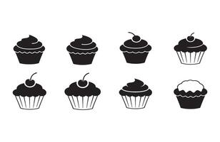 Aesthetic Cupcake Icons for Custom Pastry Boxes and Menus vector