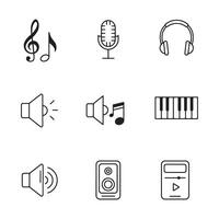 Icon set of music and audio tools collection in outline style vector