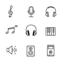 Music production icon bundle with outline collection of audio tools vector