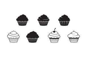 Charming Cupcake Silhouette Collection for Food Bloggers and Culinary Websites vector