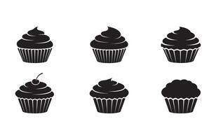 Black and White Cupcake Collection for Bakery Merchandise and Branding vector