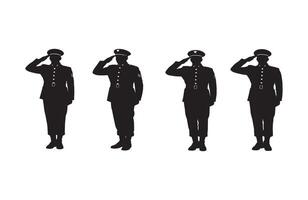 Armed forces tribute showcasing five officers saluting in structured formation vector