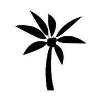 Coconut palm tree icon over white background, silhouette style, illustration vector