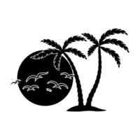 palm tree with seagulls isolated icon illustration design vector