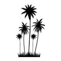 silhouette of palm trees with grass on white background illustration design vector