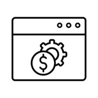 webpage with gear and dollar symbol icon over white background, line style, illustration vector