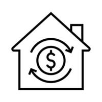 House with dollar sign line icon, concept illustration, outline symbol, sign, linear symbol. vector