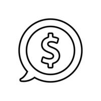 speech bubble with dollar symbol icon over white background, line style, illustration vector