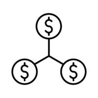 Financial network icon, concept illustration, outline symbol, sign, linear symbol. vector