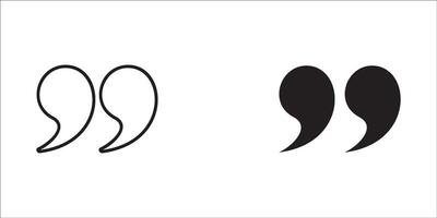 Quotes icons. Quote marks comma, speech excerpt remark icon and citation commas or speech quotation mark. Comma and double quotes silhouette isolated symbols set vector