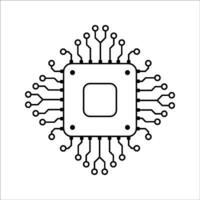 PrintCentral Processing Unit and Chips Icons. vector
