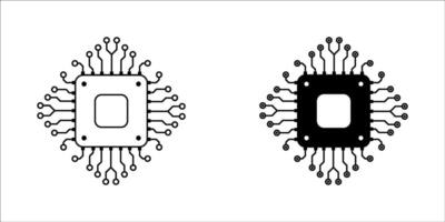 Artificial intelligence AI processor chip icon.AI Processor circuit set. vector