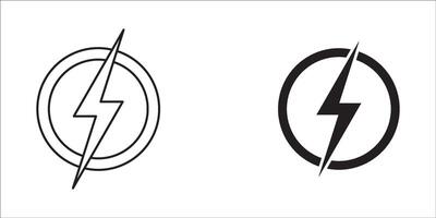 Lightning icon set. Line and glyph flash sign. Outline thunderbolt symbol vector