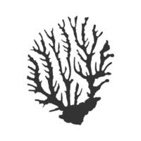 Coral bush isolated on white background. Dark watercolor abstract drawing, polyp, coral, algae. Icon, logo. vector