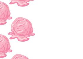 poster template with scoops of melted strawberry ice cream placed on the left side, for various summer designs vector
