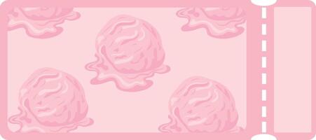 pink coupon template with food, namely with a scoop of strawberry ice cream on the left side vector
