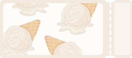 bright coupon template with scoops of vanilla ice cream in a waffle cone vector