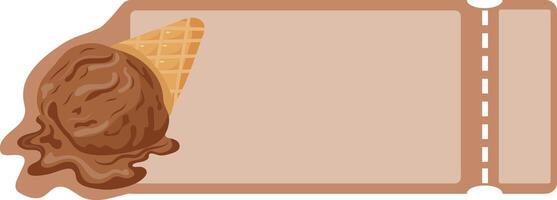 coupon template with a scoop of chocolate ice cream in a waffle cone vector
