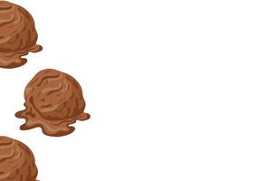 poster template with balls of melted chocolate ice cream placed on the left side, for various summer designs vector