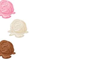 poster template with balls of melted assorted ice cream placed on the left side, for various summer designs vector