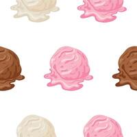 pattern with various soft serve ice cream scoops in different flavors and colors, for various summer designs vector
