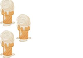 poster template with scoops of vanilla ice cream in a waffle cup placed on the left side, for various summer designs vector