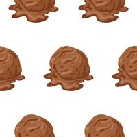 Pattern with melting chocolate ice cream scoop icon for various summer designs vector