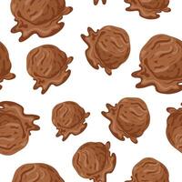 seamless pattern with melting chocolate ice cream scoop icon for various summer designs vector