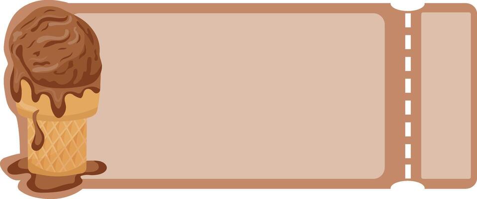 food coupon template with chocolate ice cream in a rectangular waffle cup