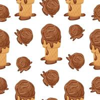 seamless pattern with icon of chocolate ice cream in a square waffle cup, for various summer designs vector