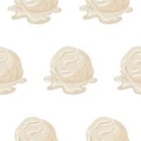 pattern with icon of a scoop of white vanilla ice cream melting, for various summer designs vector