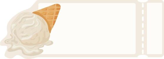 coupon template with food, namely vanilla ice cream in a rectangular waffle vector