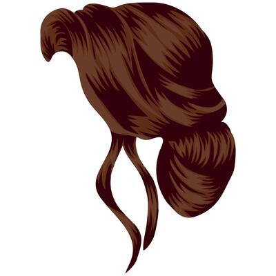 template of female brown hair in profile, styled in a bun, for female characters