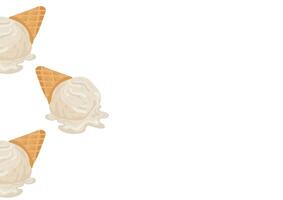 poster template with vanilla ice cream in a waffle cone placed on the left side, for various summer designs vector