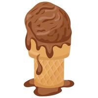 icon of chocolate ice cream in a square waffle cup, for various summer designs vector